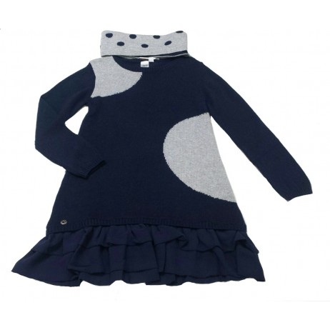 Vestido punto azul marino niña de IDO