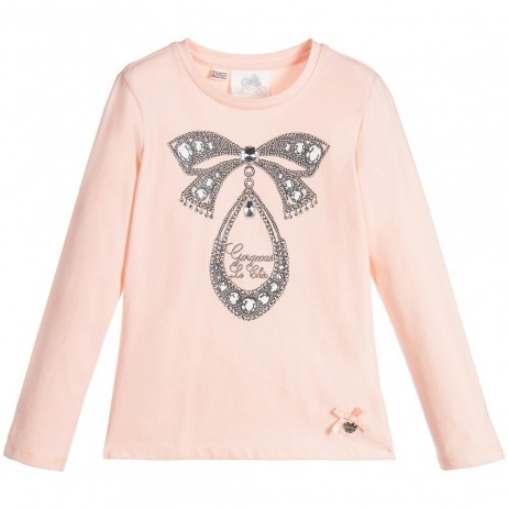 Camiseta rosa lazo niña de Le Chic