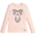 Camiseta rosa lazo niña de Le Chic