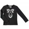Camiseta lazo gris marengo niña de Le Chic