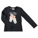 Camiseta niña gris marengo guantes de Le Chic