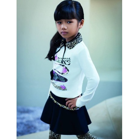 Camiseta crema niña animal print de Artigli Girl