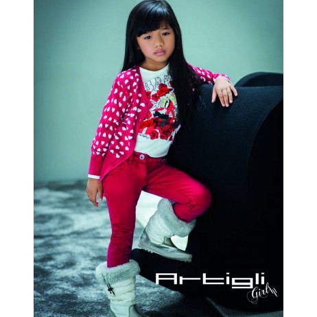 Chaqueta punto roja niña con corazones de Artigli Girl