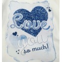 Camiseta crema bebe niña corazones azules de IDO