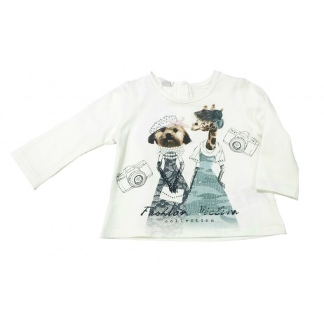 Camiseta crema bebe niña glamour de IDO