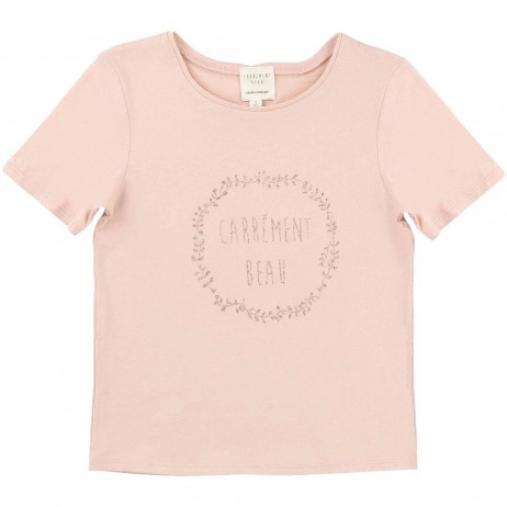 Camiseta niña rosa palo logo de Carrement Beau