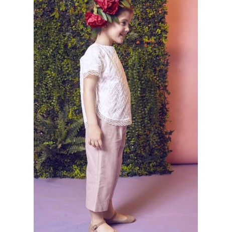 Blusa poncho blanco roto niña de Fina Ejerique