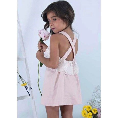 Vestido niña rosa y flecos de Sinfonietta