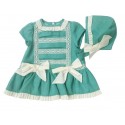 Vestido lino bebe niña verde de Cocote