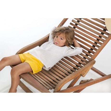 Camisa blanca lino bebe niño de Cocote