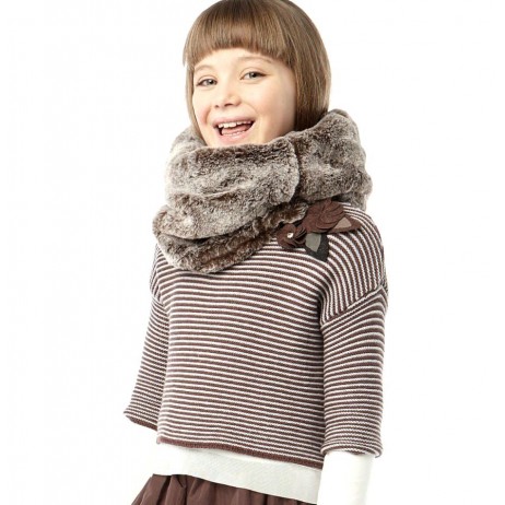 Jersey rayas niña marron y gris de IDO