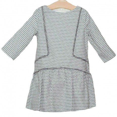 Vestido gris y blanco niña de Fina Ejerique
