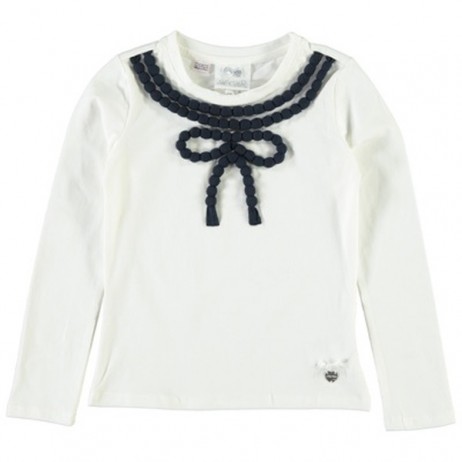 Camiseta crema niña lazo de Le Chic